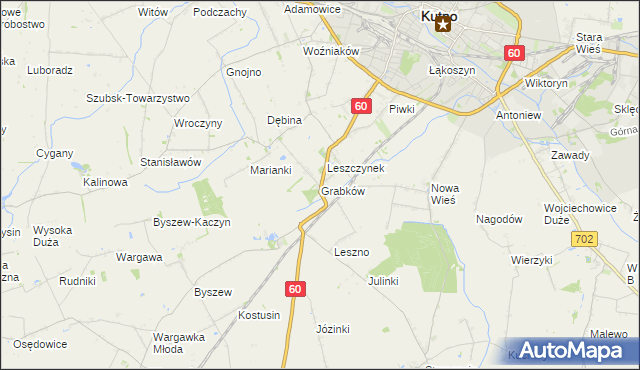 mapa Grabków gmina Kutno, Grabków gmina Kutno na mapie Targeo
