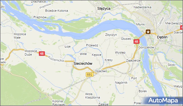 mapa Kępice gmina Sieciechów, Kępice gmina Sieciechów na mapie Targeo