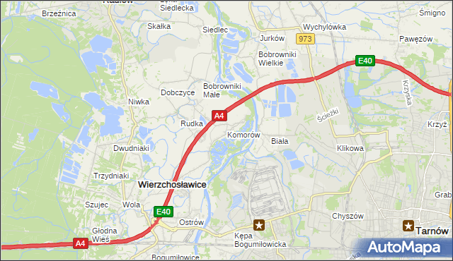 mapa Komorów gmina Wierzchosławice, Komorów gmina Wierzchosławice na mapie Targeo