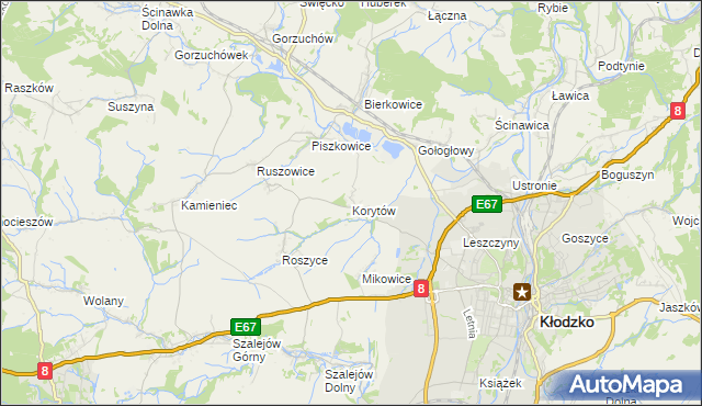 mapa Korytów gmina Kłodzko, Korytów gmina Kłodzko na mapie Targeo