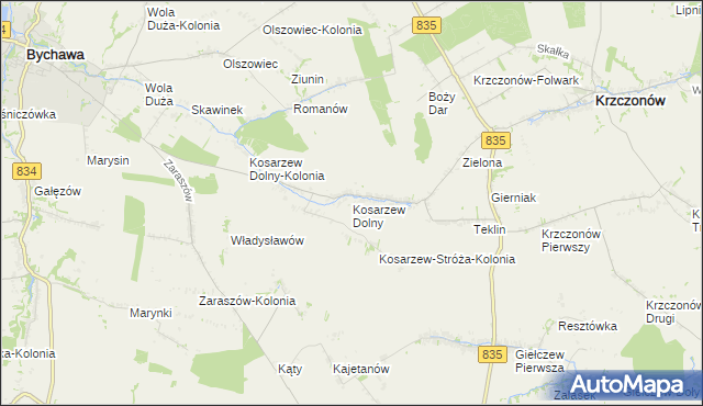 mapa Kosarzew Dolny, Kosarzew Dolny na mapie Targeo