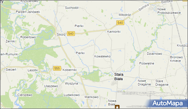 mapa Kowalewko gmina Stara Biała, Kowalewko gmina Stara Biała na mapie Targeo