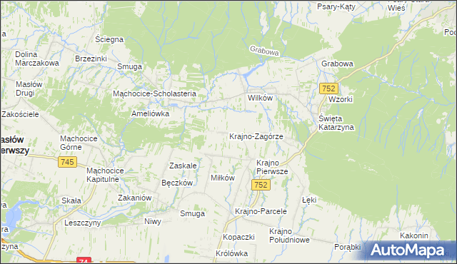 mapa Krajno-Zagórze, Krajno-Zagórze na mapie Targeo