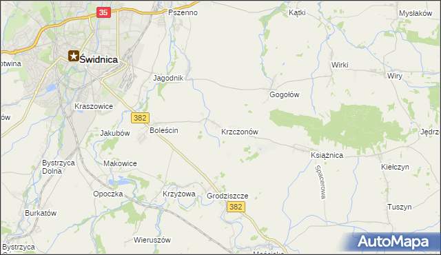 mapa Krzczonów gmina Świdnica, Krzczonów gmina Świdnica na mapie Targeo