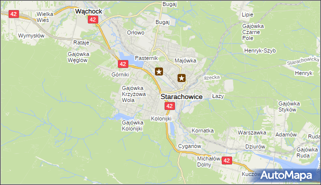 mapa Starachowic, Starachowice na mapie Targeo