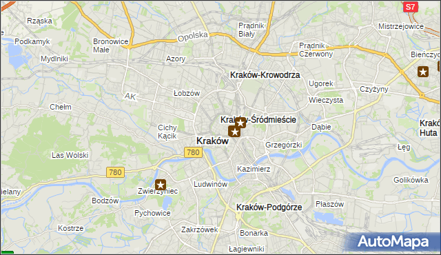 mapa Stare Miasto gmina Kraków, Stare Miasto gmina Kraków na mapie Targeo