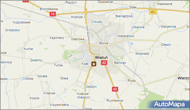 mapa Wieluń, Wieluń na mapie Targeo