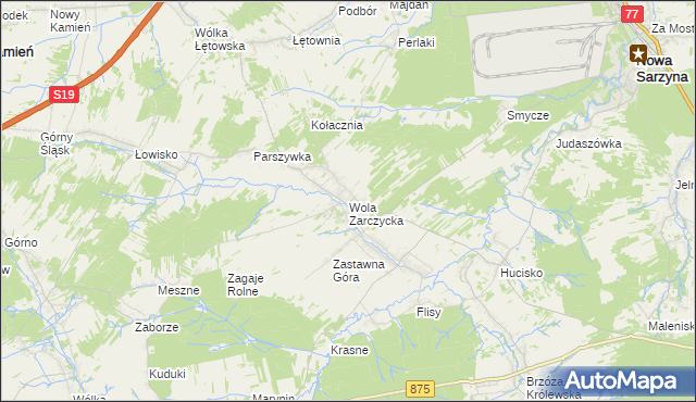 mapa Wola Zarczycka, Wola Zarczycka na mapie Targeo