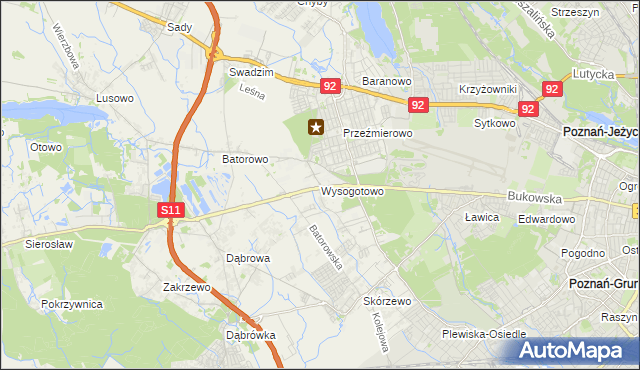 mapa Wysogotowo, Wysogotowo na mapie Targeo