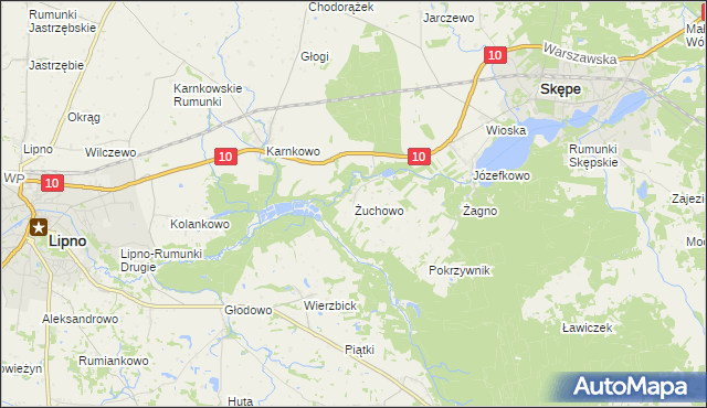 mapa Żuchowo, Żuchowo na mapie Targeo