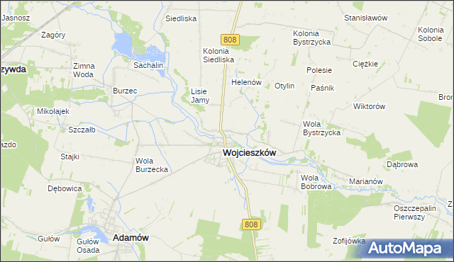 mapa Bystrzyca gmina Wojcieszków, Bystrzyca gmina Wojcieszków na mapie Targeo