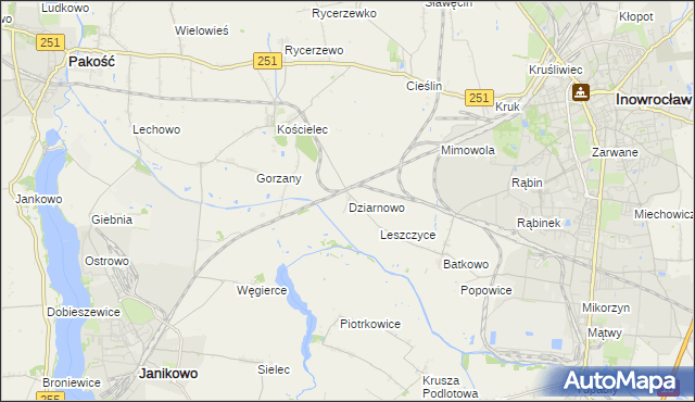 mapa Dziarnowo gmina Pakość, Dziarnowo gmina Pakość na mapie Targeo
