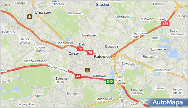 mapa Katowic, Katowice na mapie Targeo