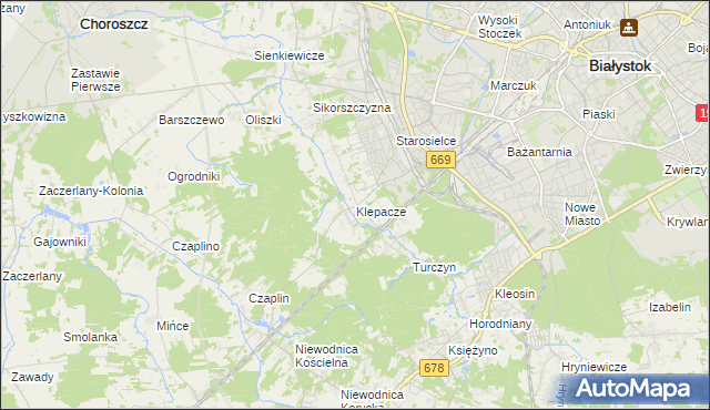 mapa Klepacze gmina Choroszcz, Klepacze gmina Choroszcz na mapie Targeo