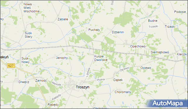 mapa Kurpie Dworskie, Kurpie Dworskie na mapie Targeo