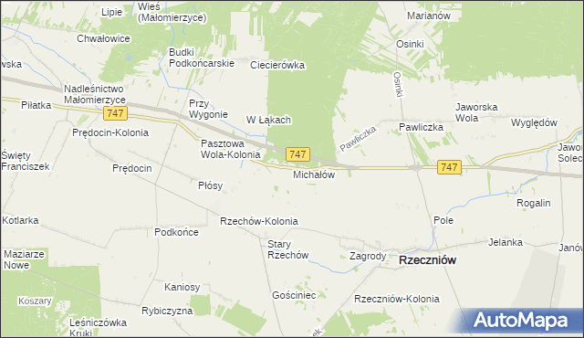 mapa Michałów gmina Rzeczniów, Michałów gmina Rzeczniów na mapie Targeo