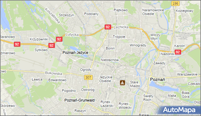 mapa Niestachów gmina Poznań, Niestachów gmina Poznań na mapie Targeo