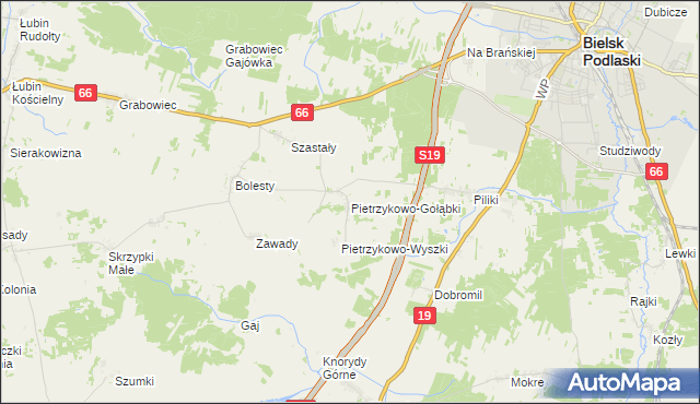 mapa Pietrzykowo-Gołąbki, Pietrzykowo-Gołąbki na mapie Targeo