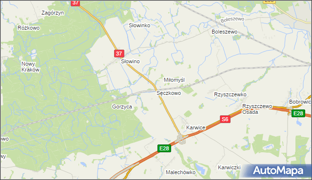mapa Sęczkowo gmina Malechowo, Sęczkowo gmina Malechowo na mapie Targeo