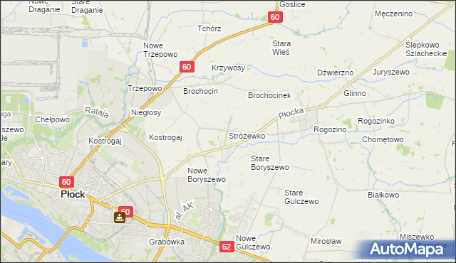 mapa Stróżewko gmina Radzanowo, Stróżewko gmina Radzanowo na mapie Targeo