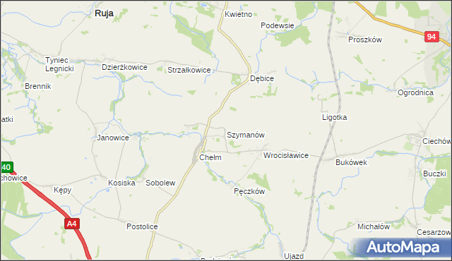 mapa Szymanów gmina Malczyce, Szymanów gmina Malczyce na mapie Targeo