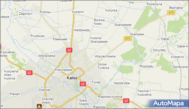 mapa Wojciechówka gmina Żelazków, Wojciechówka gmina Żelazków na mapie Targeo