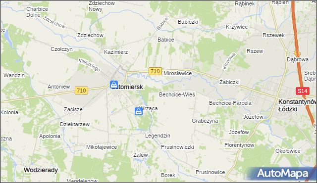 mapa Bechcice-Wieś, Bechcice-Wieś na mapie Targeo