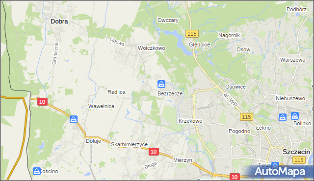 mapa Bezrzecze, Bezrzecze na mapie Targeo