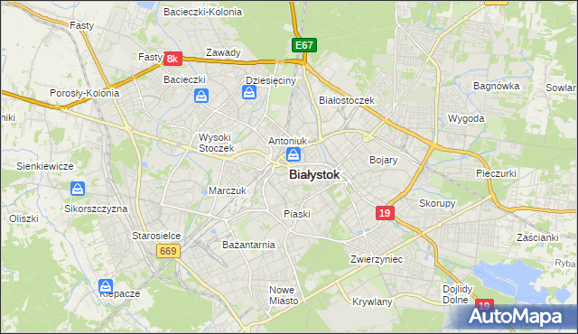 mapa Białegostoku, Białystok na mapie Targeo