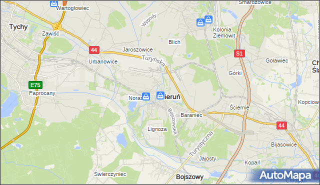 mapa Bieruń, Bieruń na mapie Targeo