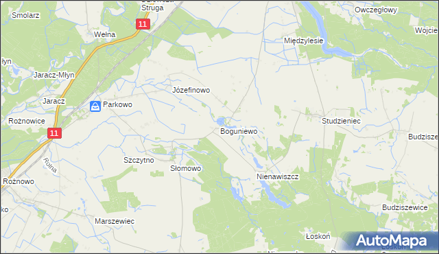 mapa Boguniewo, Boguniewo na mapie Targeo