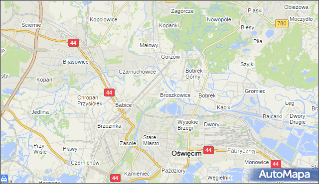mapa Broszkowice, Broszkowice na mapie Targeo