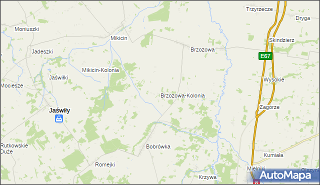 mapa Brzozowa-Kolonia, Brzozowa-Kolonia na mapie Targeo