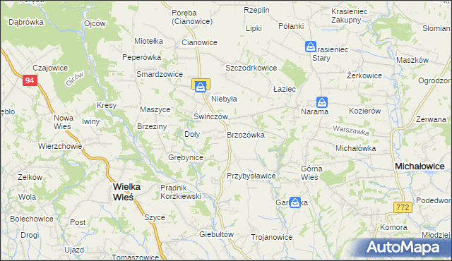 mapa Brzozówka gmina Zielonki, Brzozówka gmina Zielonki na mapie Targeo