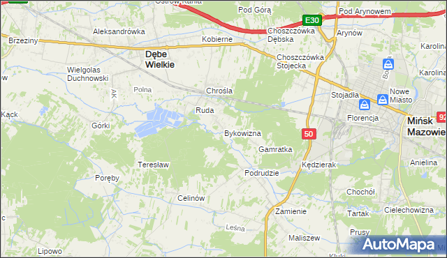 mapa Bykowizna, Bykowizna na mapie Targeo