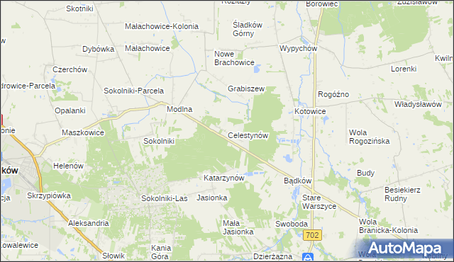 mapa Celestynów gmina Ozorków, Celestynów gmina Ozorków na mapie Targeo