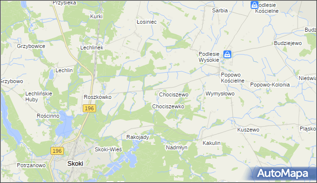 mapa Chociszewo gmina Skoki, Chociszewo gmina Skoki na mapie Targeo