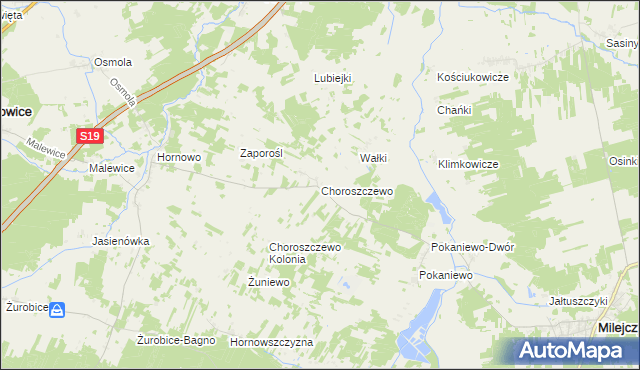 mapa Choroszczewo, Choroszczewo na mapie Targeo