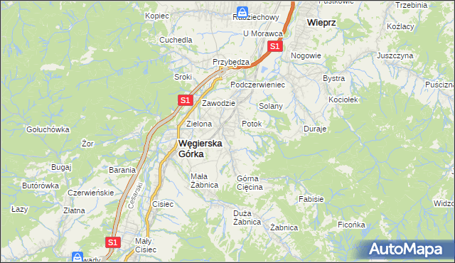 mapa Cięcina, Cięcina na mapie Targeo