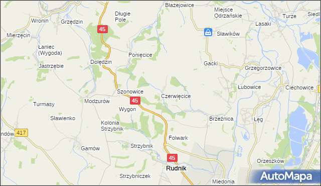 mapa Czerwięcice, Czerwięcice na mapie Targeo