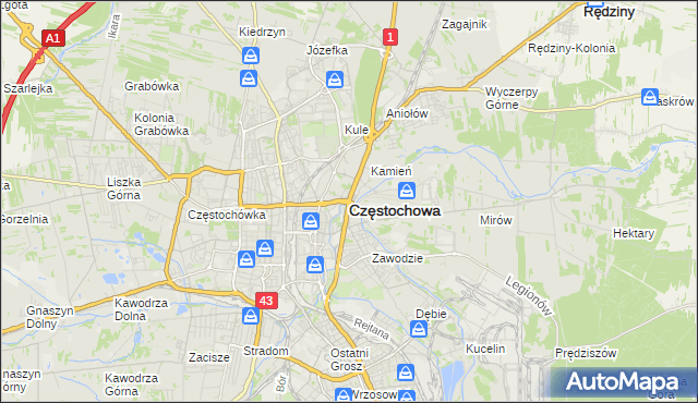 mapa Częstochowy, Częstochowa na mapie Targeo