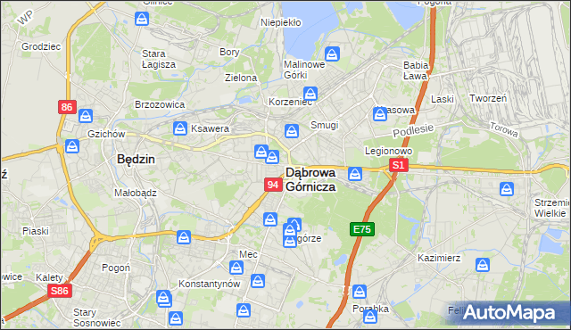 mapa Dąbrowa Górnicza, Dąbrowa Górnicza na mapie Targeo