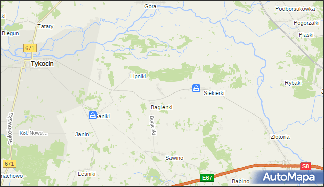 mapa Dobki gmina Tykocin, Dobki gmina Tykocin na mapie Targeo