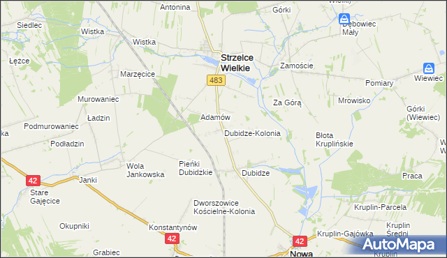 mapa Dubidze-Kolonia, Dubidze-Kolonia na mapie Targeo