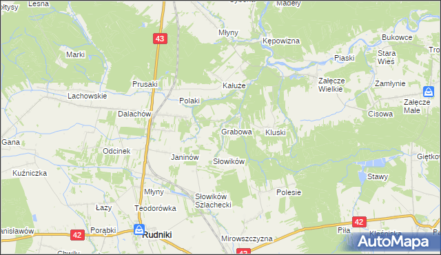 mapa Grabowa gmina Pątnów, Grabowa gmina Pątnów na mapie Targeo