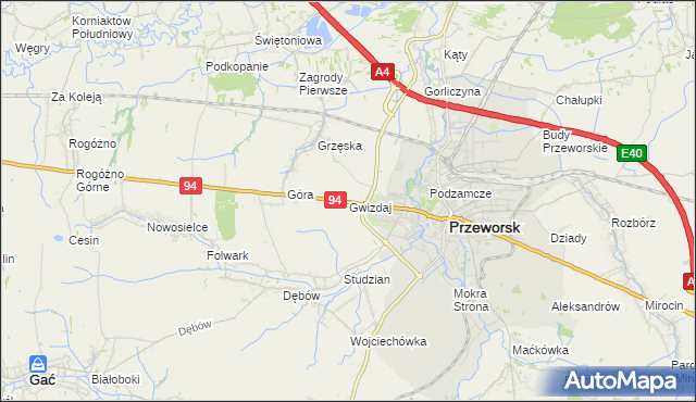 mapa Gwizdaj, Gwizdaj na mapie Targeo