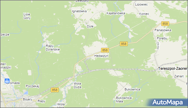 mapa Hedwiżyn, Hedwiżyn na mapie Targeo
