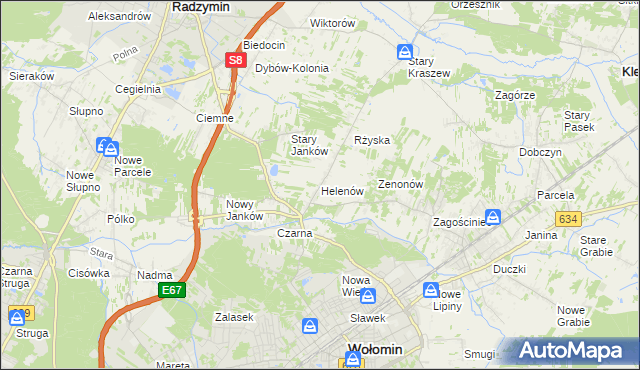 mapa Helenów gmina Wołomin, Helenów gmina Wołomin na mapie Targeo