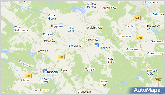 mapa Jakubów gmina Krasocin, Jakubów gmina Krasocin na mapie Targeo
