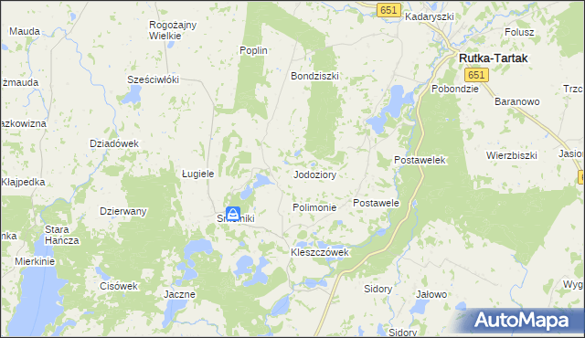 mapa Jodoziory, Jodoziory na mapie Targeo
